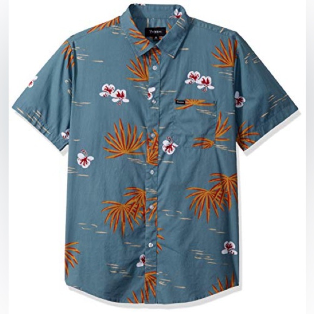 Brixton Blue and Orange Floral Button Down Shirt
